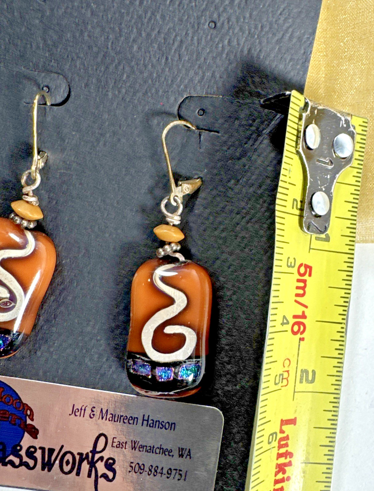 NEW OLD STOCK 80S VTG BLUE MOON GARDEN GLASS WORKS STUDIO 925 DANGLE EARRINGS
