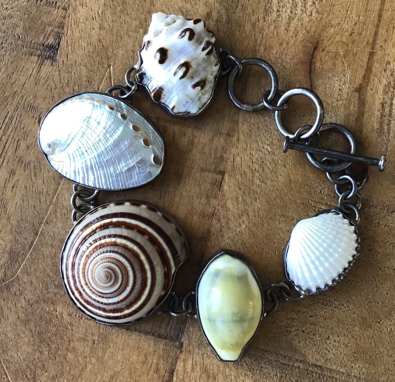 Sterling silver Mexico Natural Hand Crafted Sea Shell bracelet