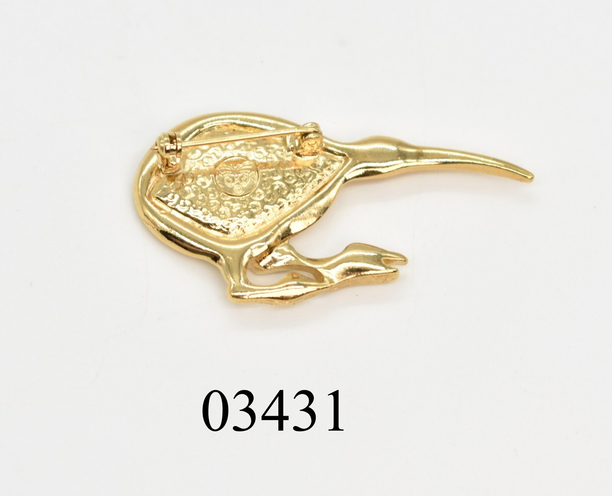 22CT Gold-P ARIKI New Zealand Kiwi Pin Brooch Iridescent Blue Abalone Paua Shell