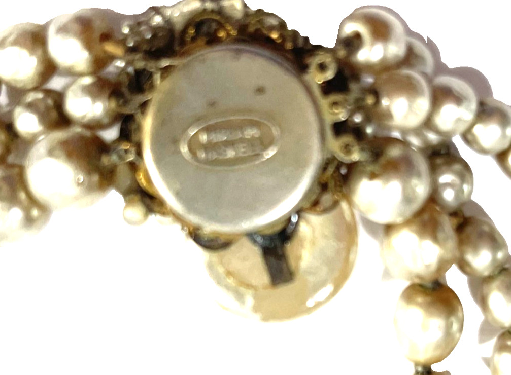 Vintage Miriam Haskell 3 Strand Pearl Choker Necklace 17″ Signed