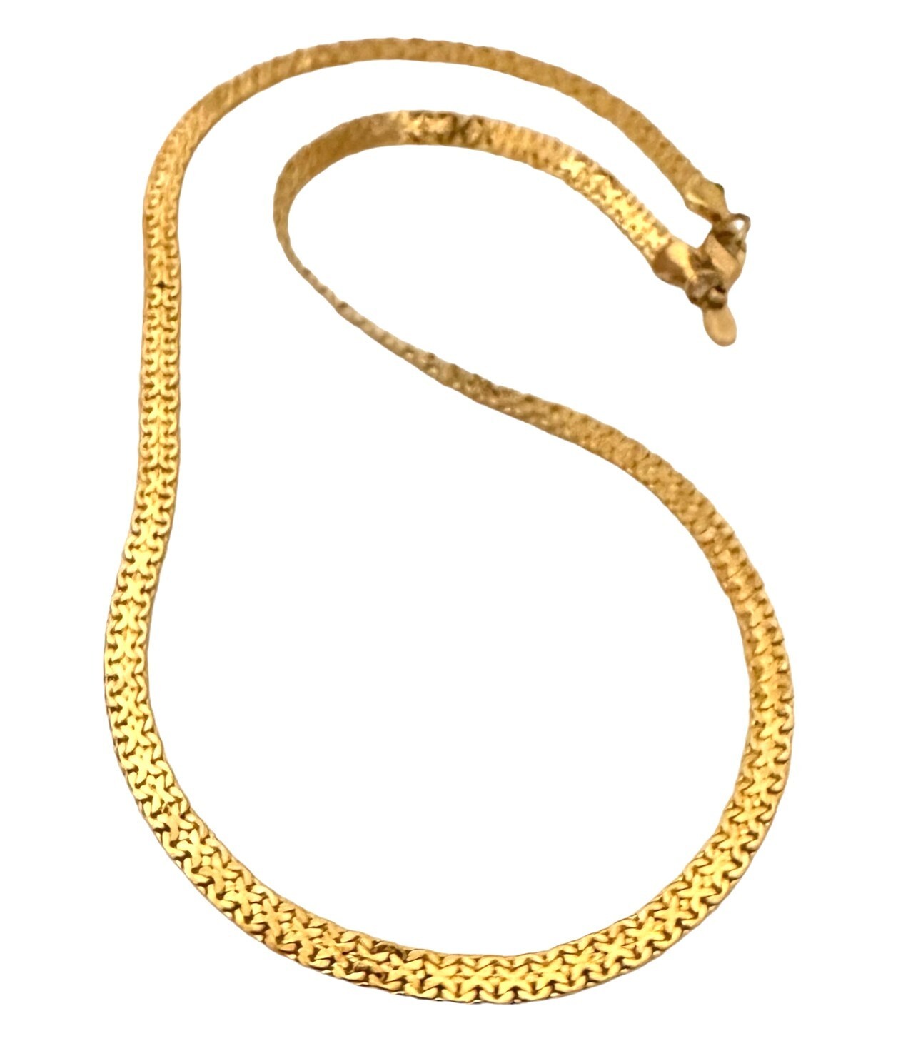 Vintage MONET Gold Tone Flat Chain Choker Necklace 17.5 in
