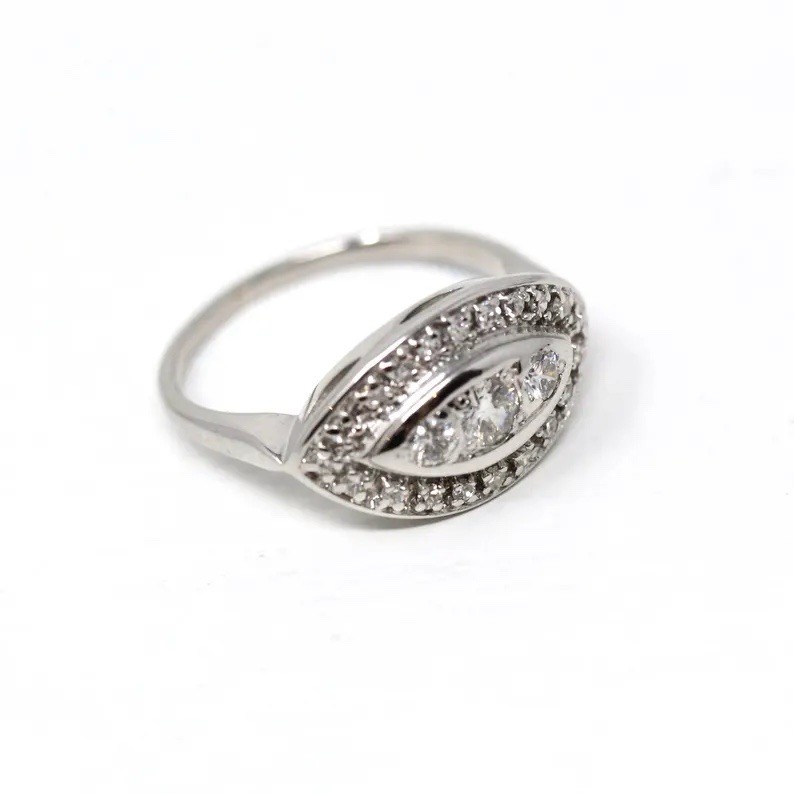 Vintage Ring With 0.56 Ct Round Cut Moissanite Engagement Cluster Princess Ring