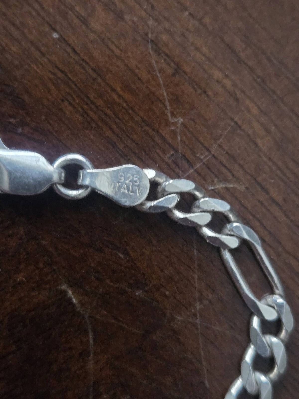 Vintage Sterling Silver Figaro Chain Bracelet 8″