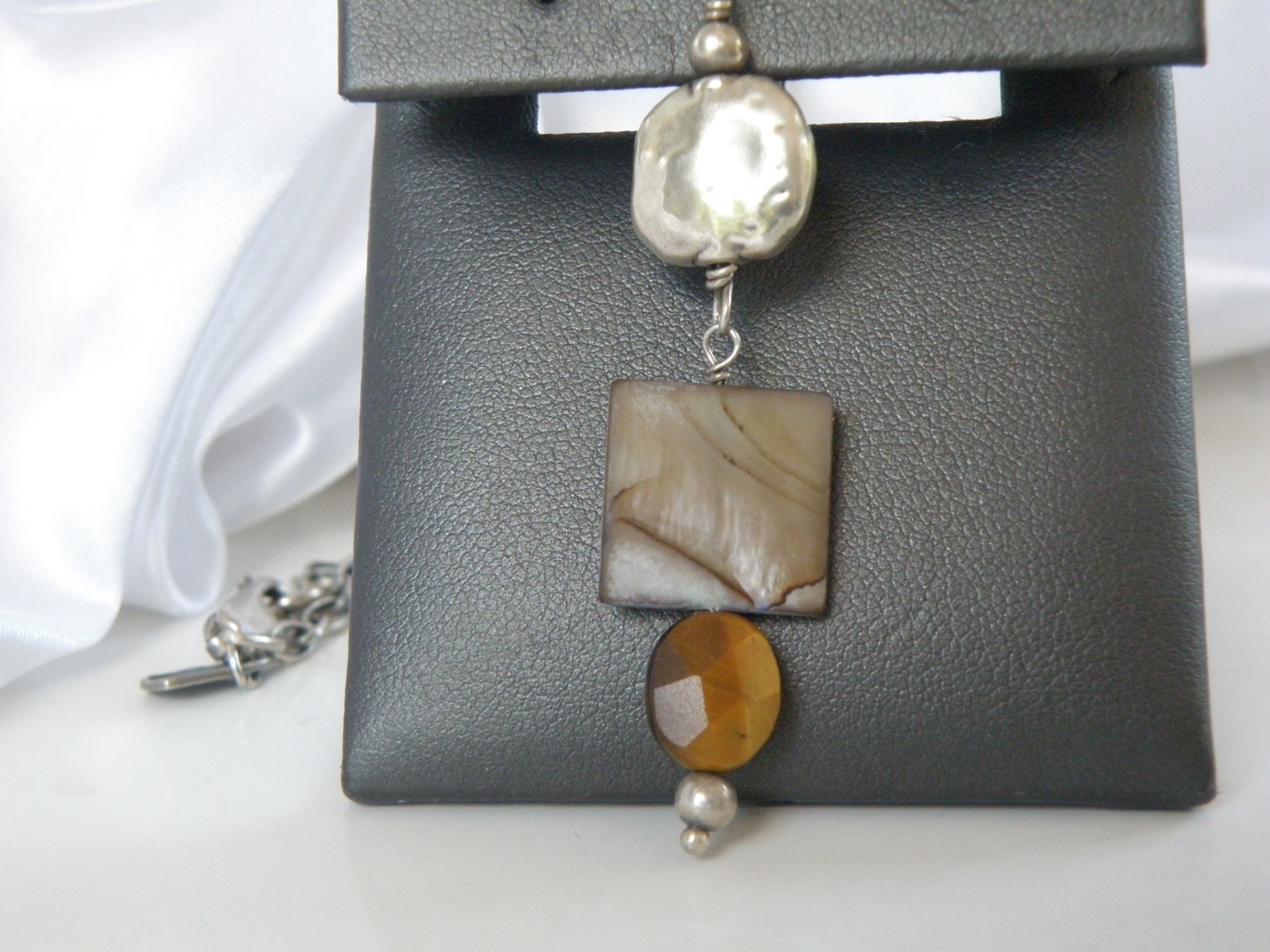 Silpada Sterling Silver 925 Rustic Boho Abalone Rolo Chain Link Necklace