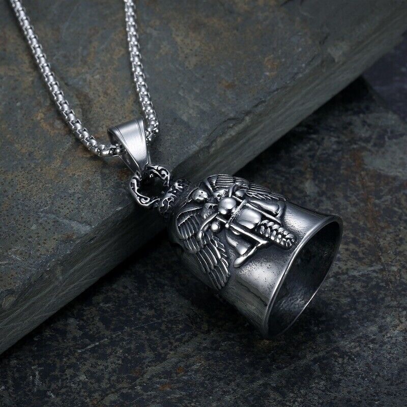 Guardian Angel Wings Motorcycle Rider Bell Free Chain Necklace Biker Luck Ryder