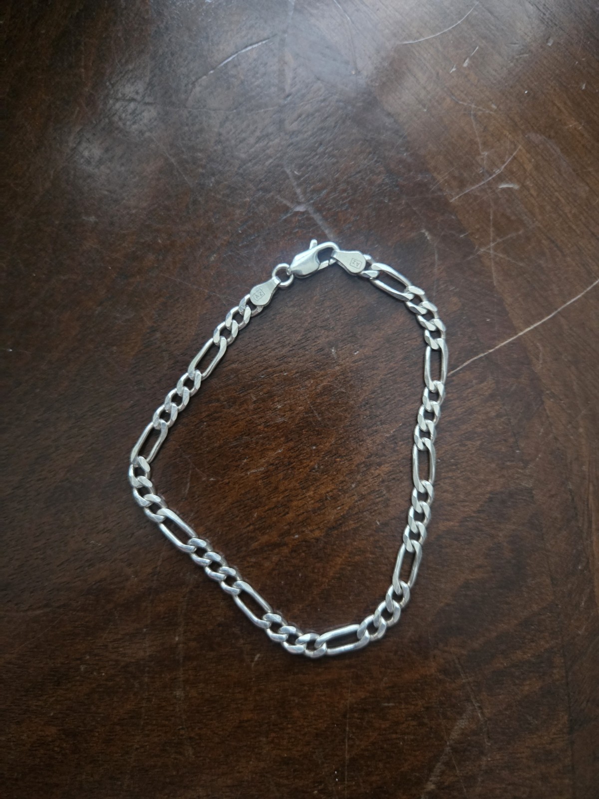 Vintage Sterling Silver Figaro Chain Bracelet 8″