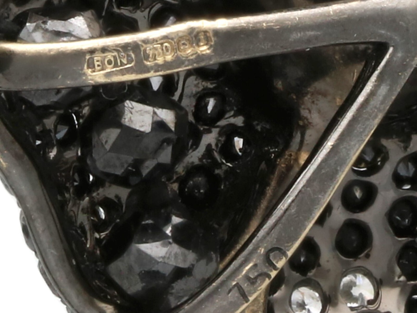 Cultured Pearl, Black Diamond, White Diamond, 18k Oxidised White Gold Pendant