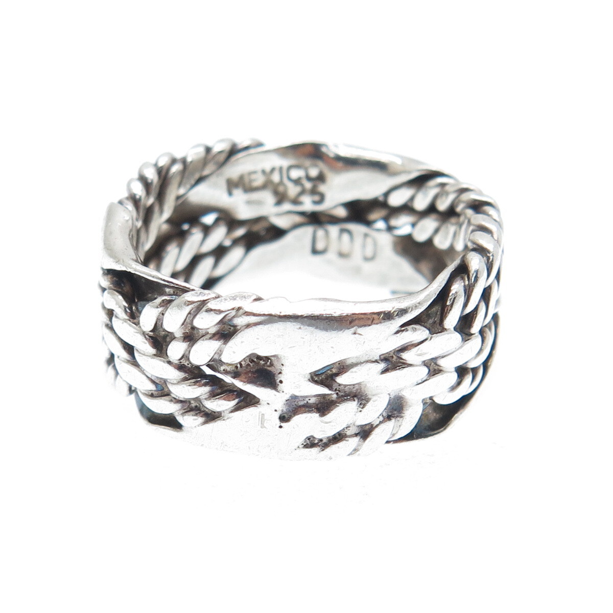 DOMINIQUE DINOUART 925 Sterling Vintage Mexico Crisscross Band Ring Size 6.25