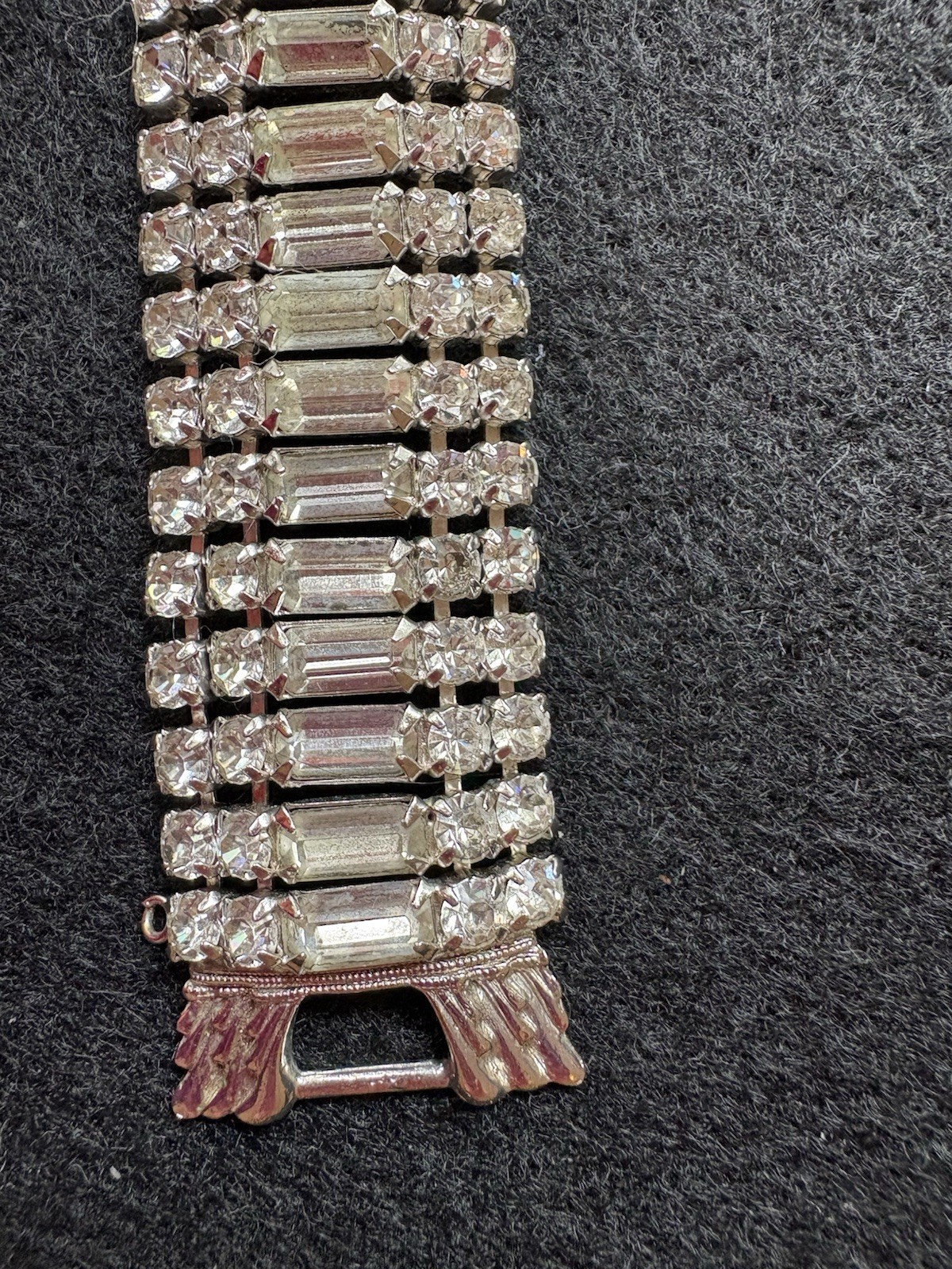 Vintage Wide Clear Rhinestone Bracelet Statement