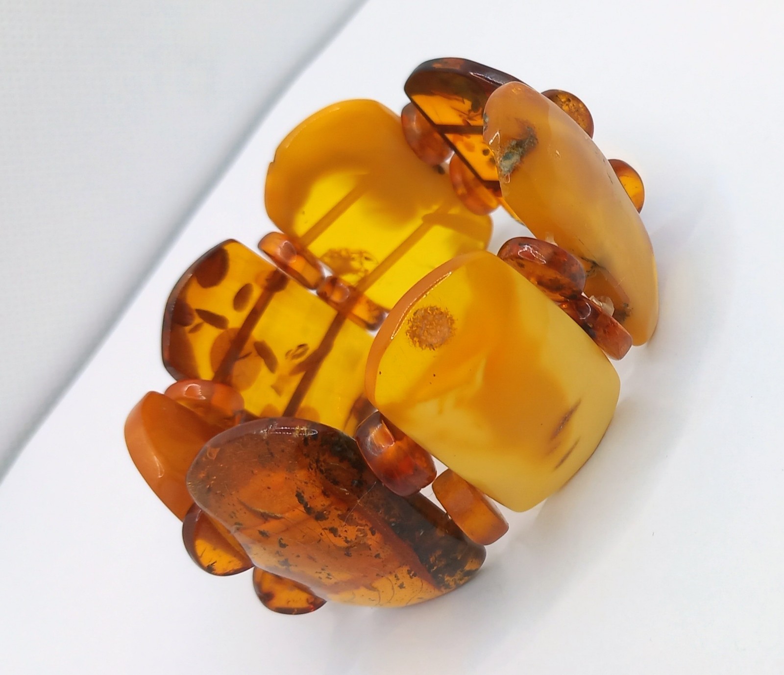 VINTAGE NATURAL NALTIC AMBER EGG BUTTERSCOTCH YOLK BRACELET 28,4gr SMALL WRIST