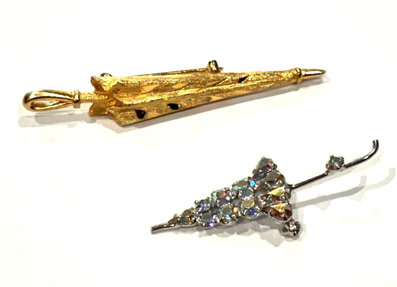 UNICYCLE SPINNER SAN FRAN TROLLEY CAR RHINESTONE UMBRELLA Vintage Brooch LOT 5