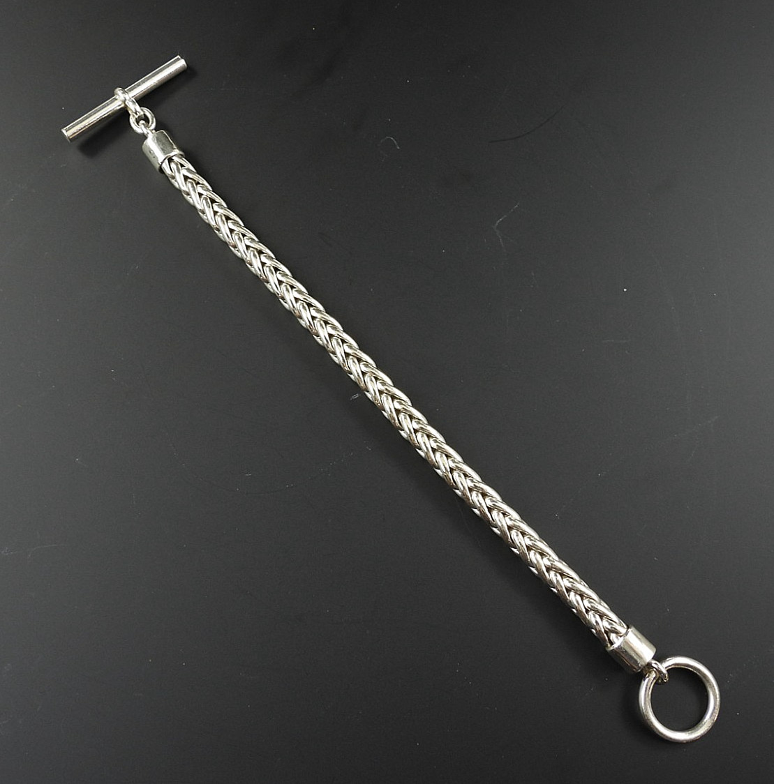 Vintage Sterling Silver 925 Wheat Chain Bracelet Toggle Clasp 7.5″ Spiga Women