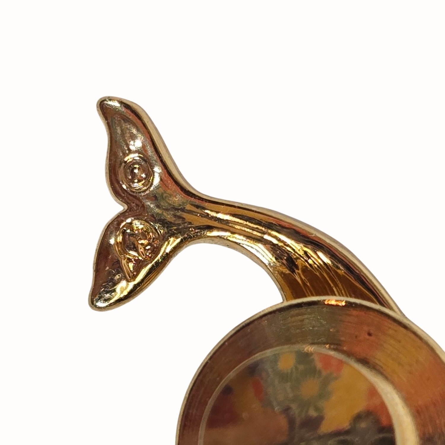 VTG Signed Swarovski Crystal Green-Eyed Dolphin Pin/Tie Tack mini brooch VERY RA
