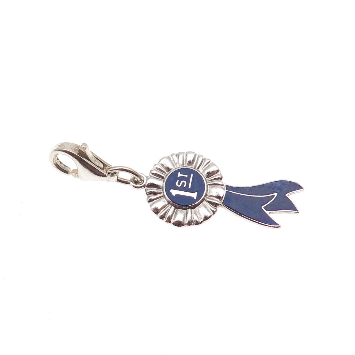 Griffith & Sons 925 Sterling Vintage Enamel 1st Place Lobster Lock Mini Pendant