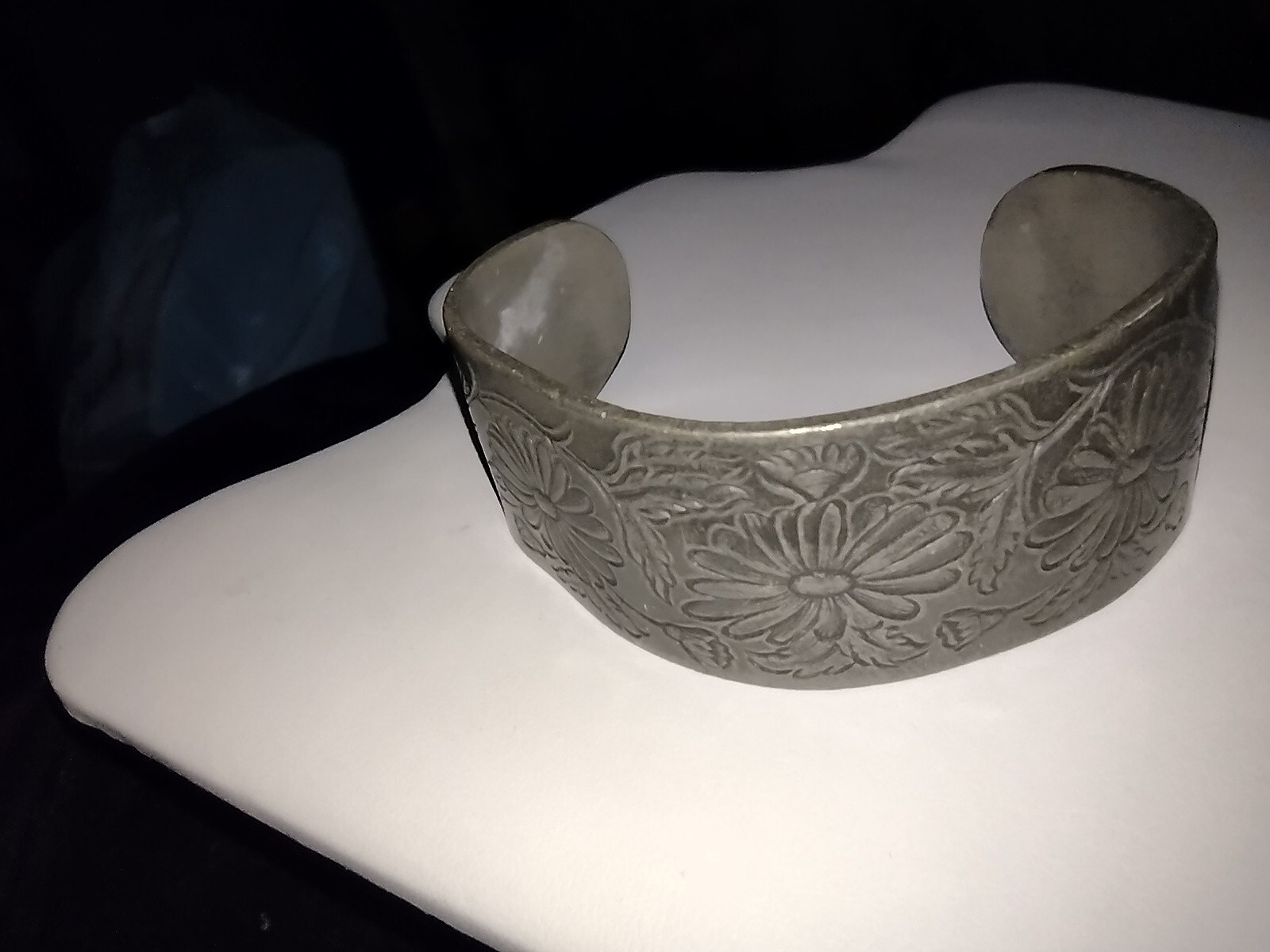 Vintage Salisbury Pewter Floral Cuff Bracelet Flower of the Month “September”