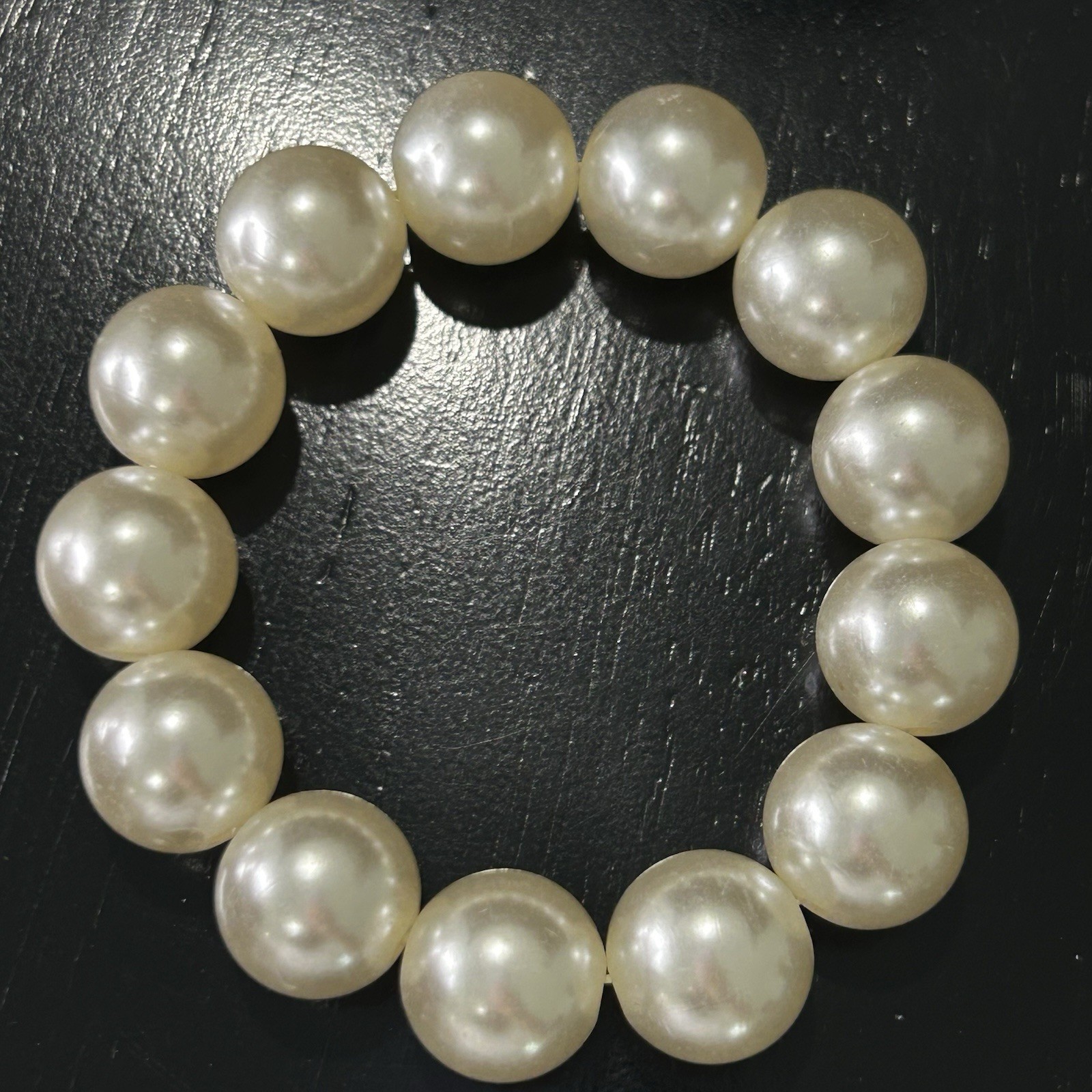 Vintage Faux Pearl Beaded Stretch Bracelet 8”