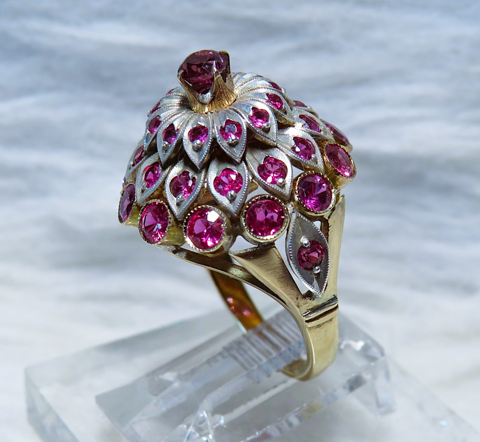 60’s 10K gold (mark 18K) Dark Pink Sapphire Thai Princess Ring sz.6-1/4