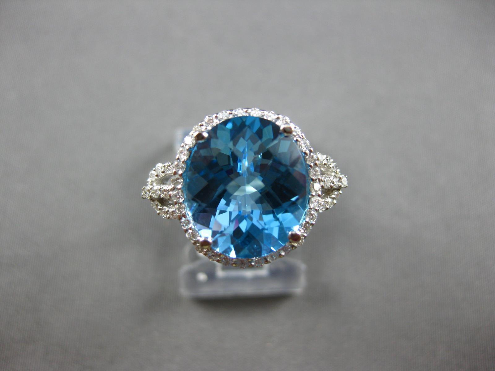 LARGE 4.5CT DIAMOND & AAA BLUE TOPAZ 14KT WHITE GOLD 3D OVAL & ROUND FUN RING