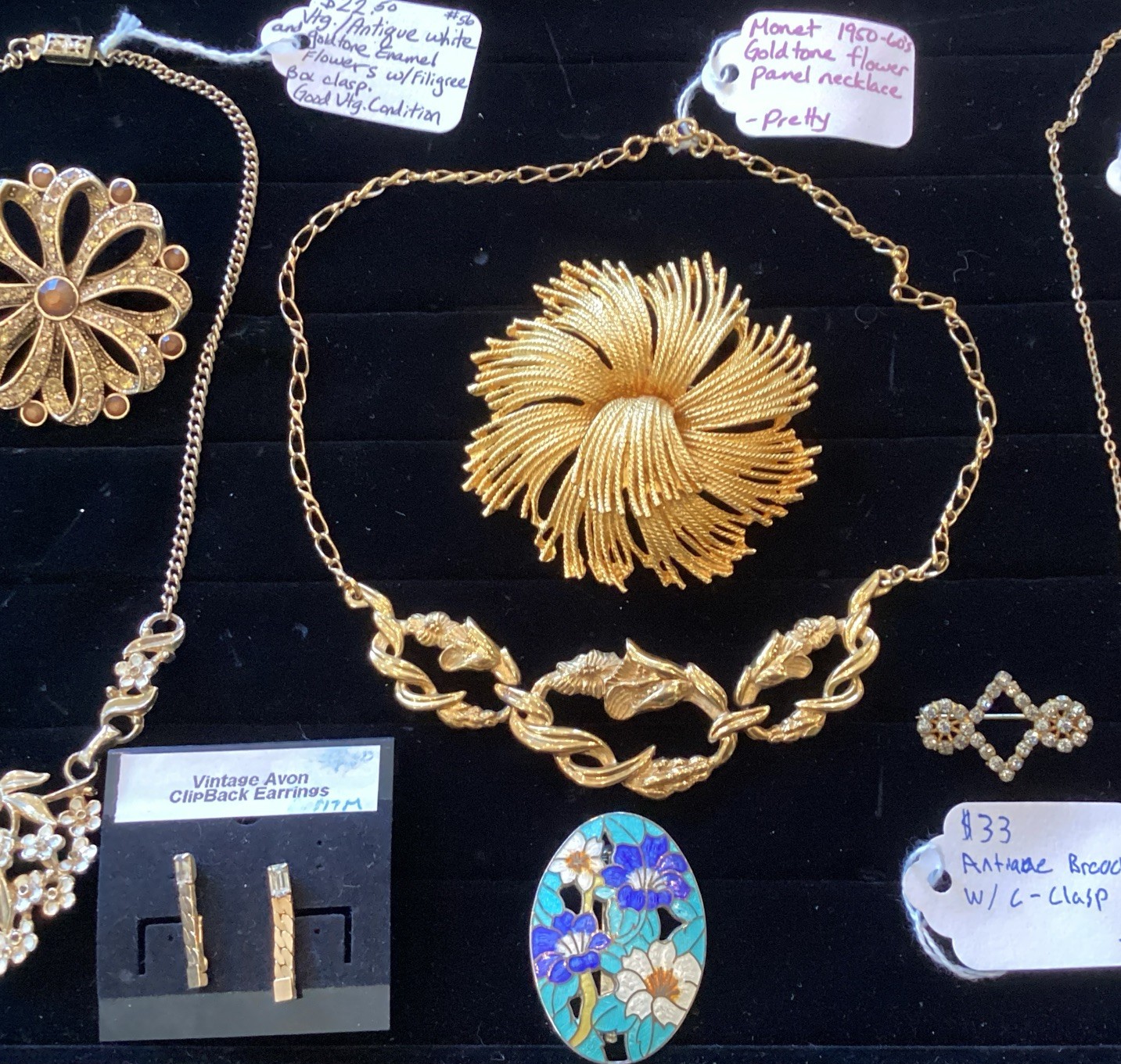 Mixed Vintage Jewelry Lot Necklaces Brooches Earrings Sarah Cov Etc Lot 74