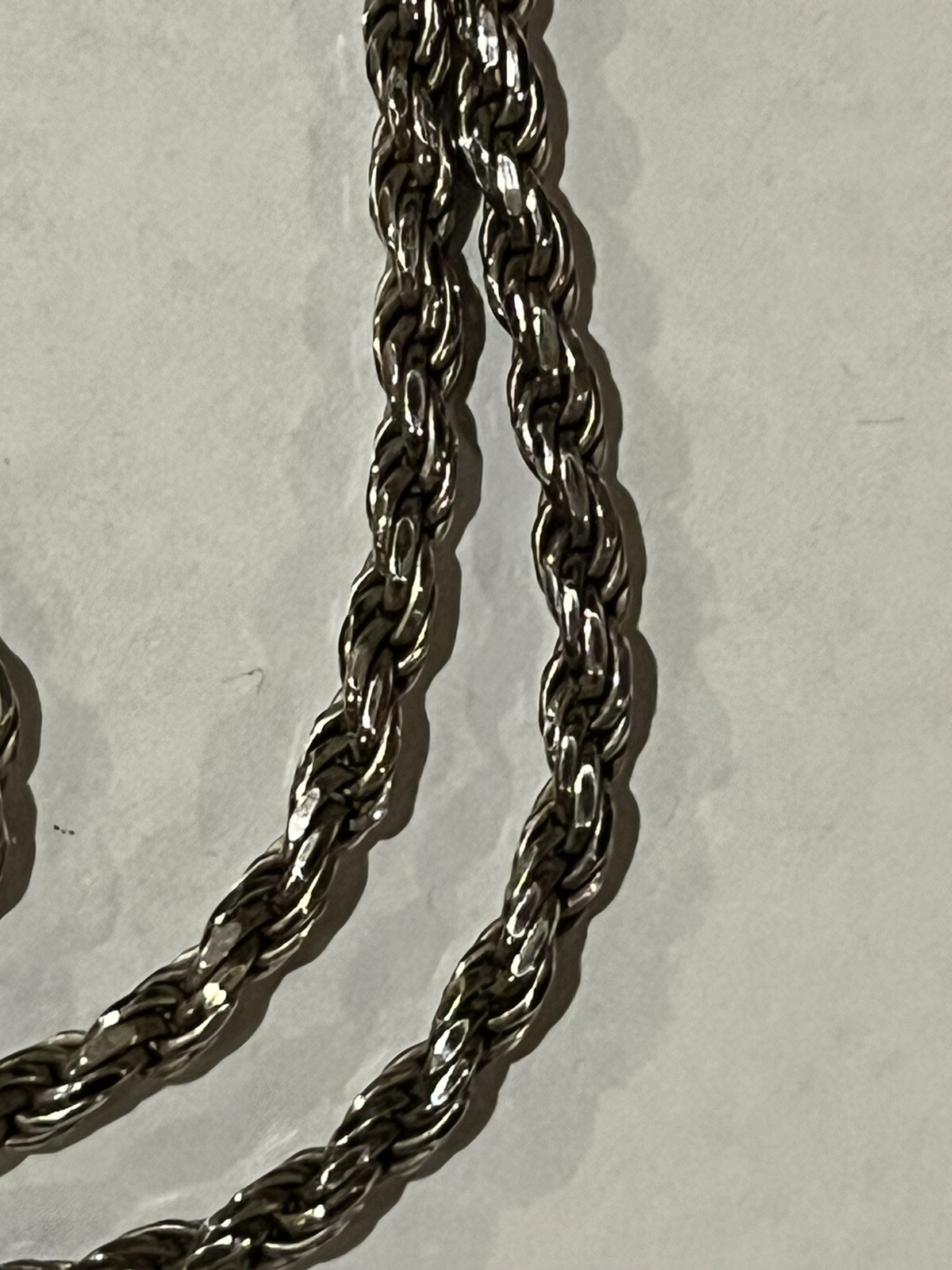 Vintage sterling silver rope chain necklace lobster claw clasp 18 in 15.8 grams