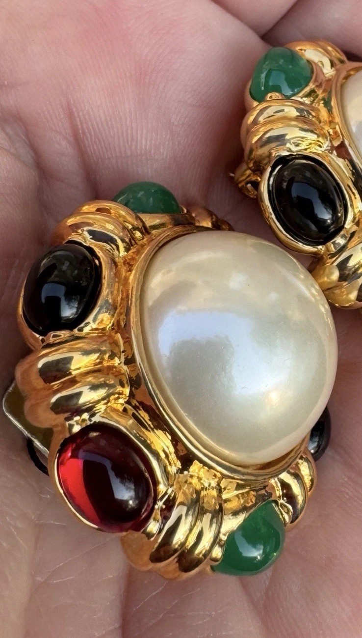 Vintage CINER Mogul Clip Earrings – Pearls, Unworn, Excellent, Signed, Gripoix