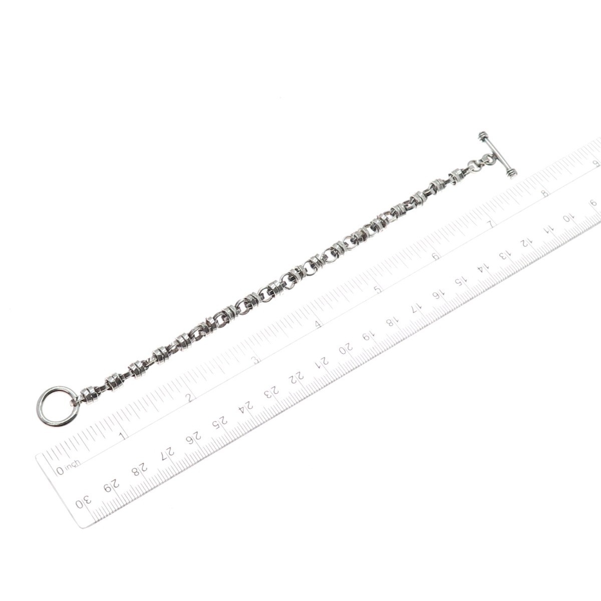 925 Sterling Silver Vintage Modernist Anchor Link Oxidized Bracelet 6.75″