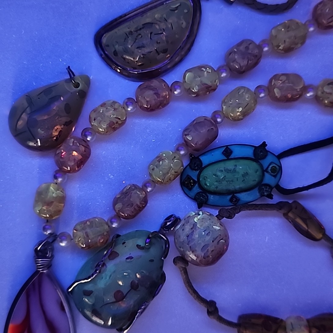 Faux Amber Necklace Lot of 6 Pendants Beads