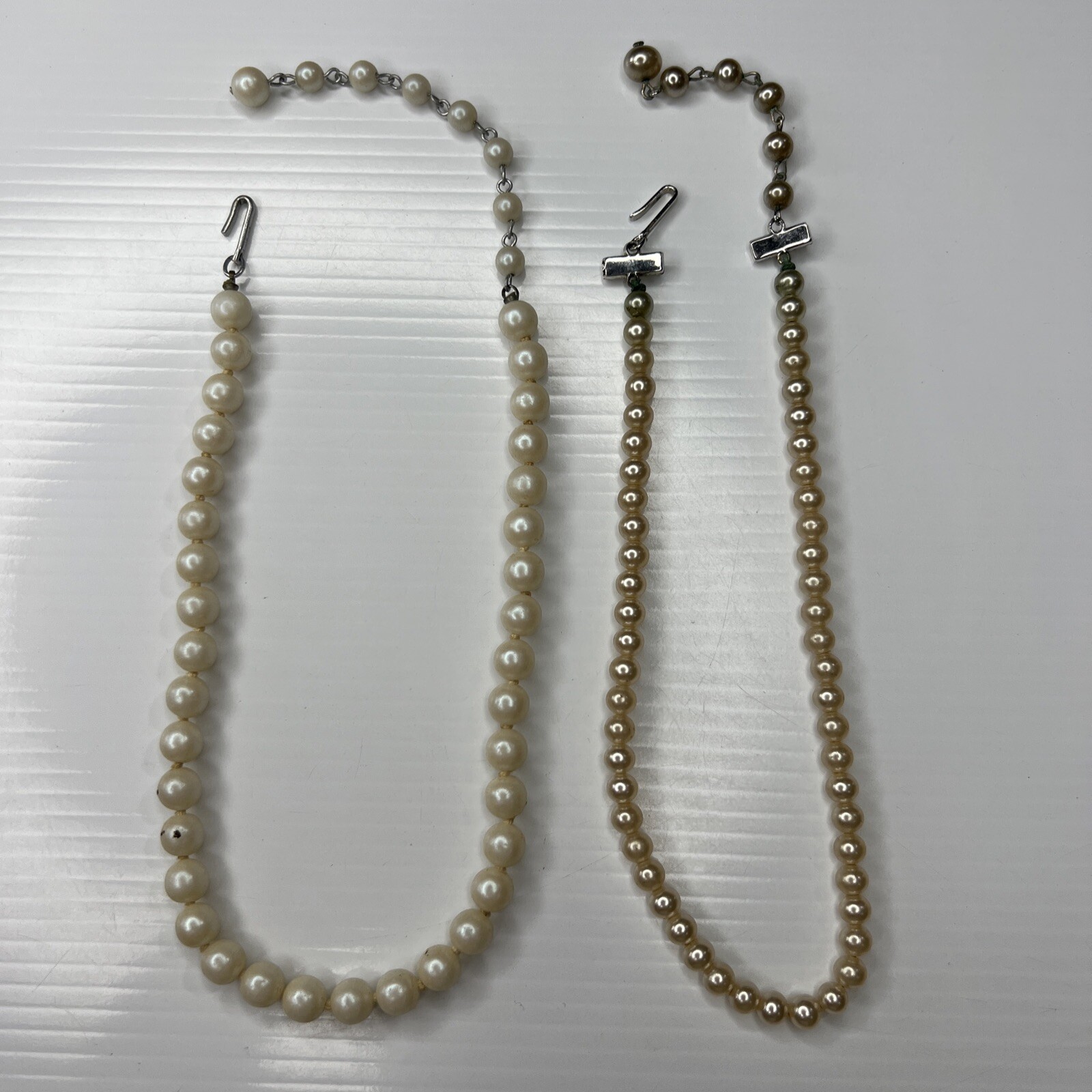 H3.26 Lot Silver Hook Clasp Choker 60s Glam Deco Vintage Flapper necklace 14”