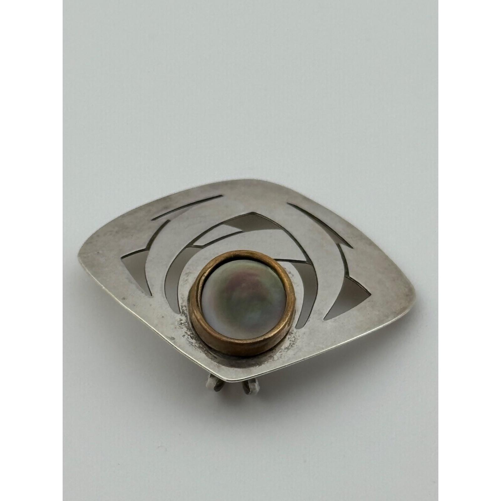 Vintage Stamas Sterling Silver Mixed Metal Modernist Pendant Signed