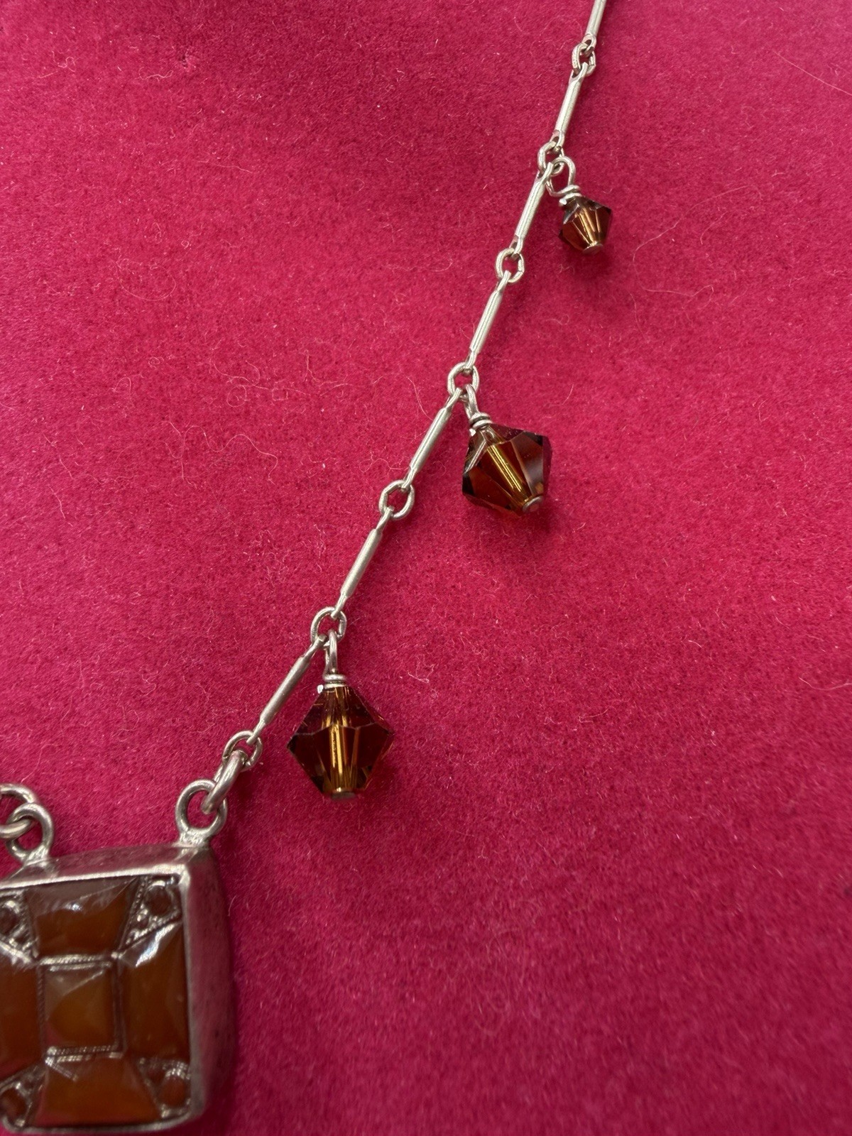 Art Deco Faceted Czech Glass Necklace 17 Inches