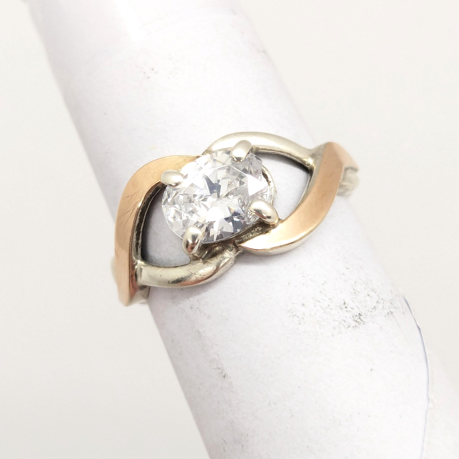 Vintage Luxury RING Silver 925 with Gold Inlay 375 -size: 7.5US (17.5mm)| UA #21