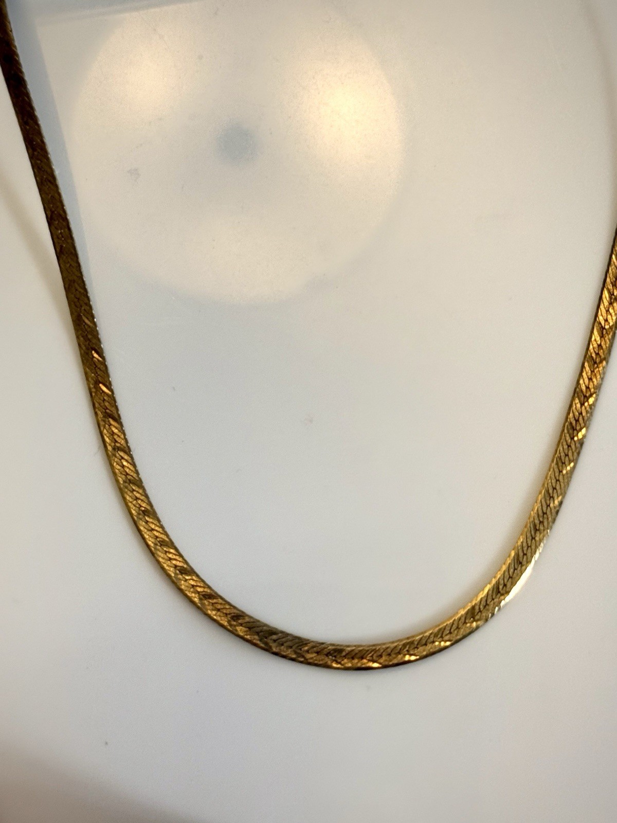 Vintage Herringbone Gold Plated Necklace 23.5 In L Item AB-10