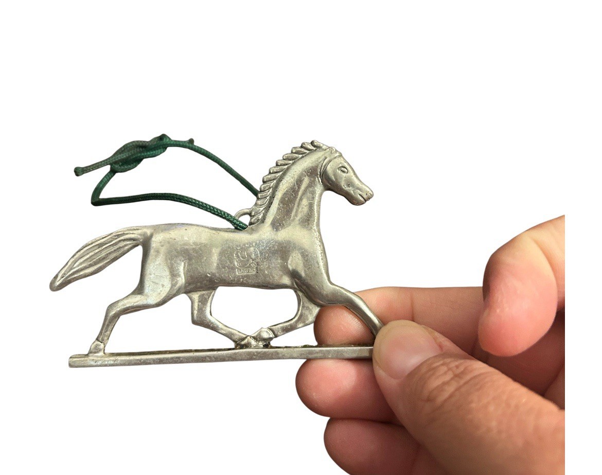 Reed And Barton Pewter Running Horse Ornament AARFAC Stamp Folk Art Weathervane