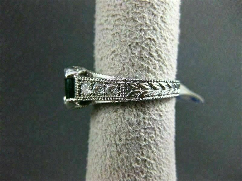 ESTATE 2.18CT DIAMOND & AAA COLOMBIAN EMERALD 14KT WHITE GOLD 3D ENGAGEMENT RING