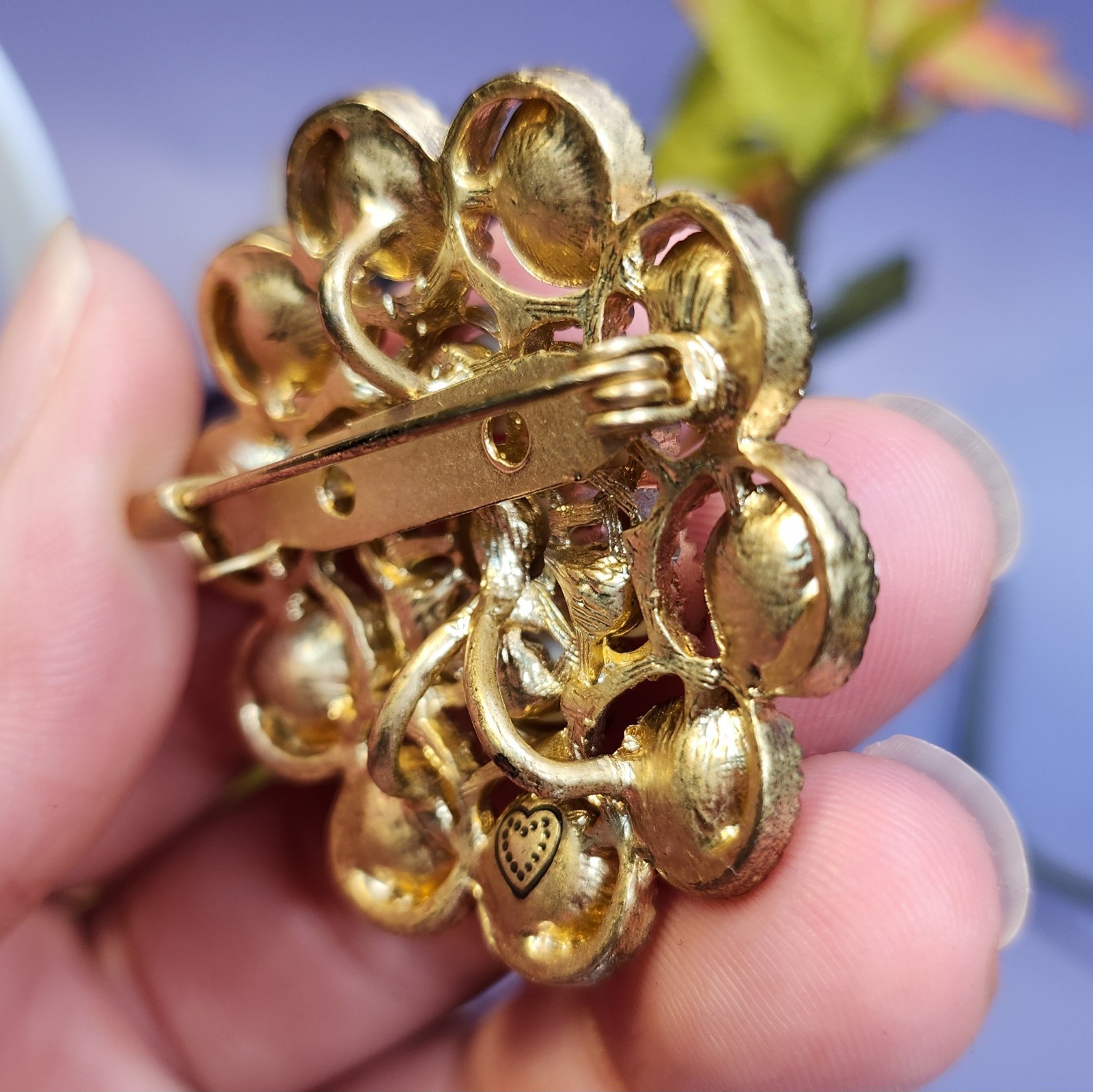 Vintage Stella & Dot Paradise Brooch Gold Tone Braided Metal Work