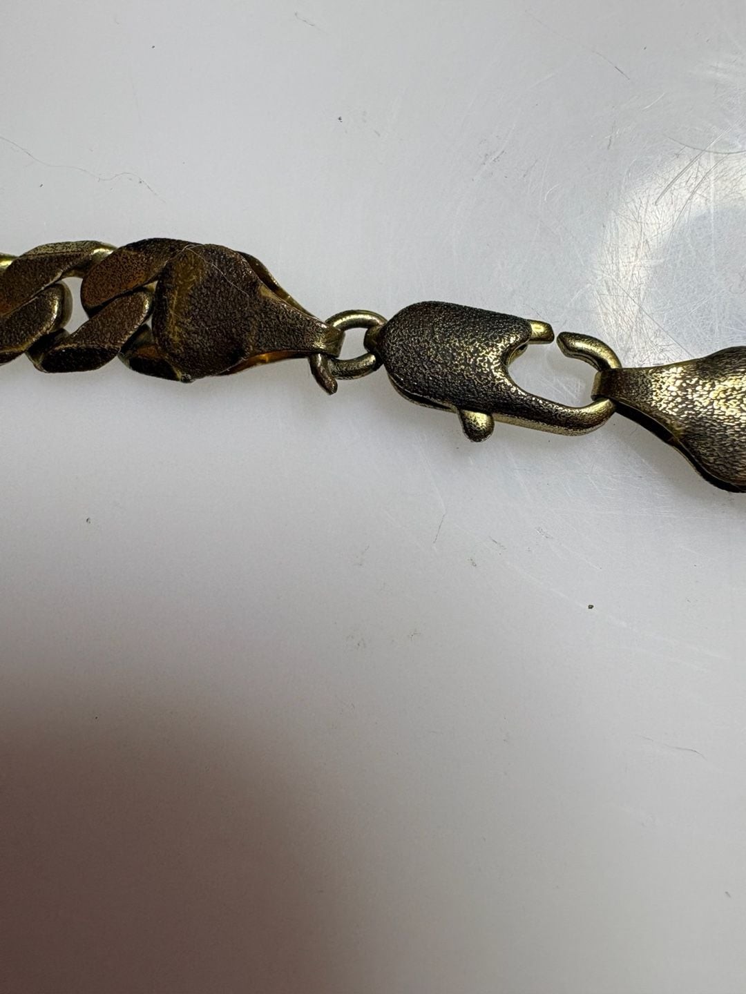 Vintage Antiqued Brass Figaro Link Chain Necklace with Lobster Clasp
