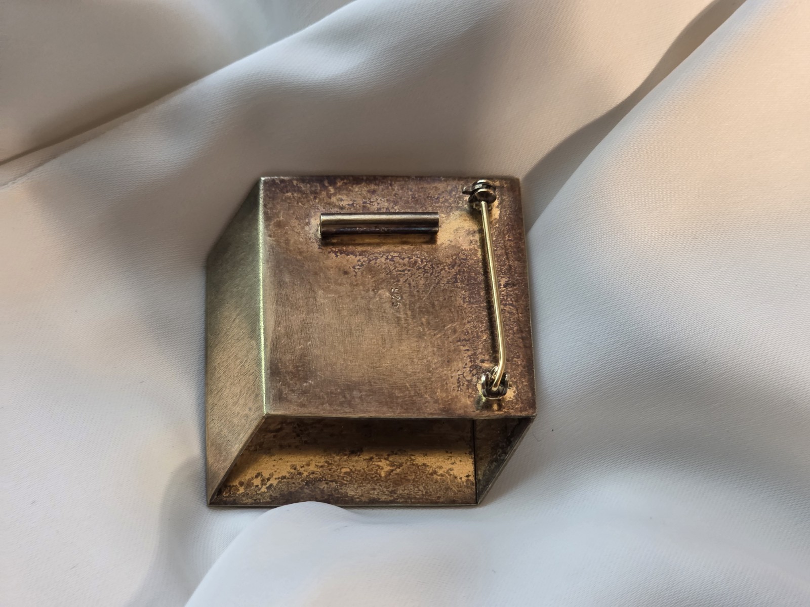Vintage MCM Geometric Brooch Pendant 97.2% High-Purity Modernist Two-Tone 26.2 g