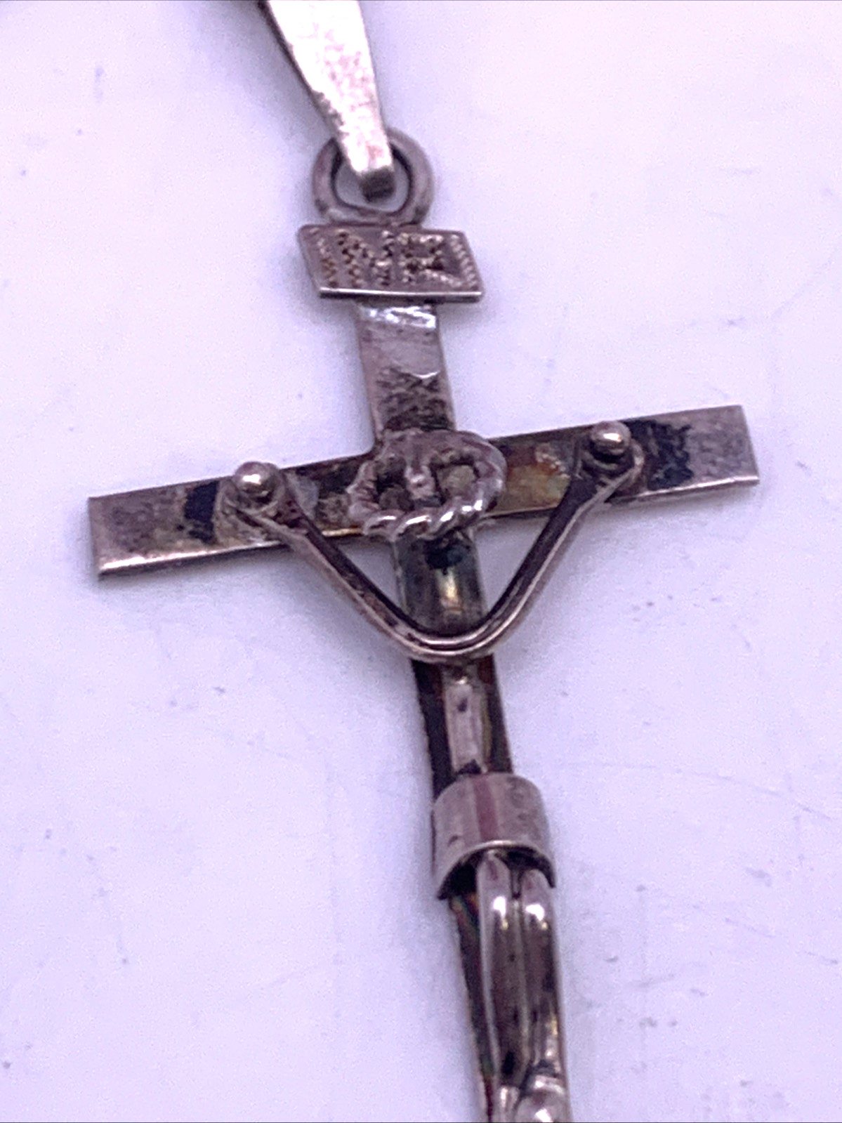 VTG 925 Sterling Silver Crucifix Necklace Italy Jesus Cross Pendant 6.7g