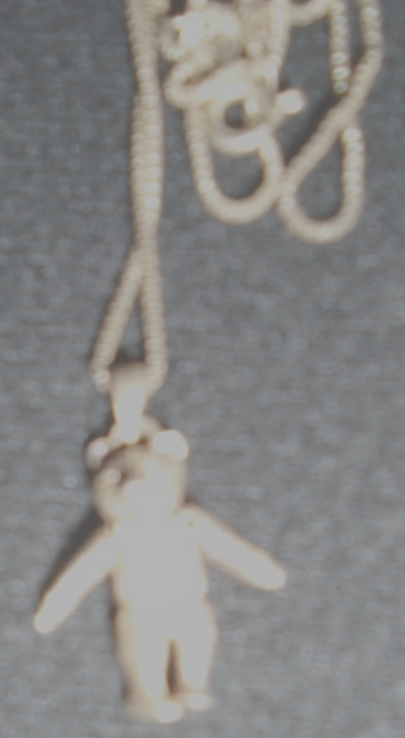 TEDDY BEAR STERLING SILVER NECKLACE ARTICULATED MOVEABLE LEGS ARMS VTG FREE SHIP