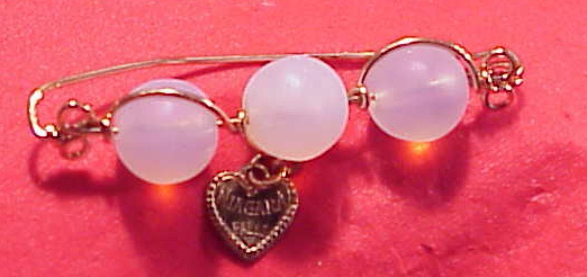 VINTAGE SOUVENIR NIAGARA FALLS MOONSTONE BROOCH PIN WIRE WRAP GOLD FILLED 2 INCH