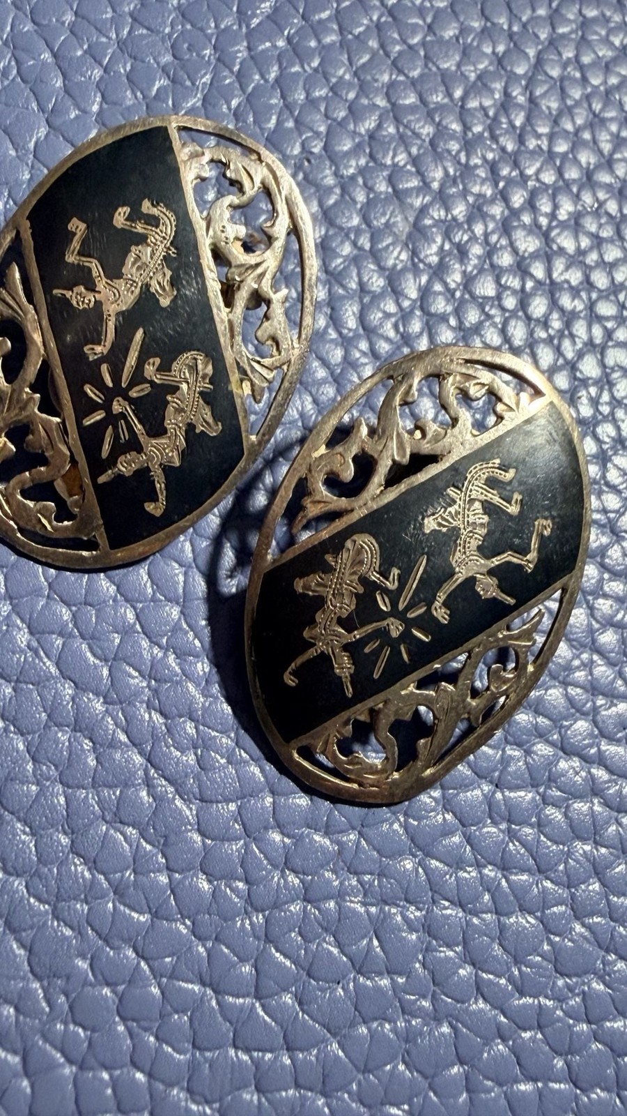 Vintage Siam Sterling Silver Niello Jewelry Set w/ Goddess Mekhala Pendants & Ea