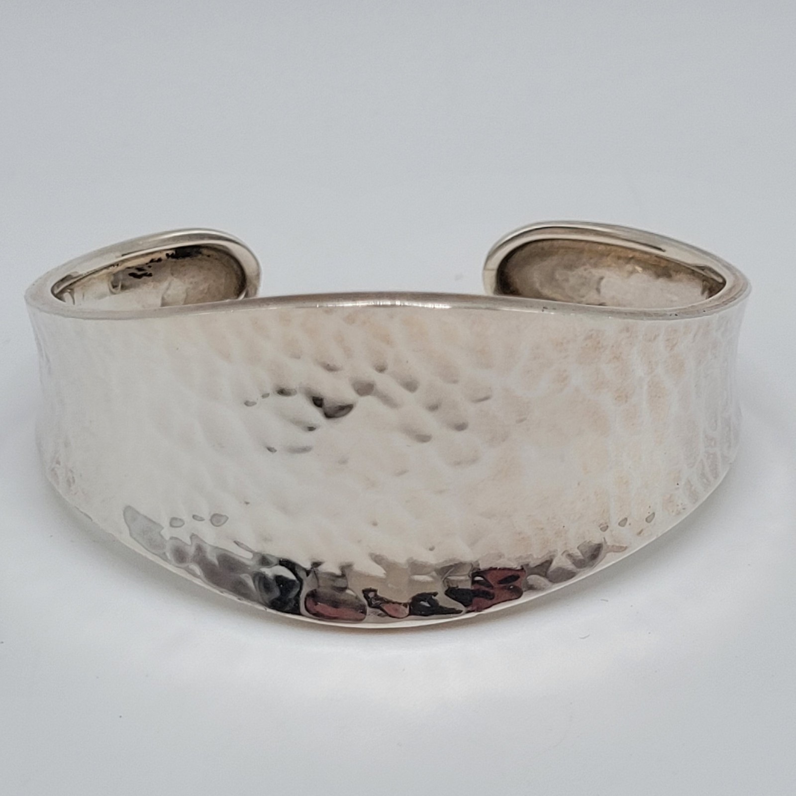 ATI Mexico 925 Sterling Silver Hammered Recessed Wave Cuff Vtg Bracelet 19 Grams