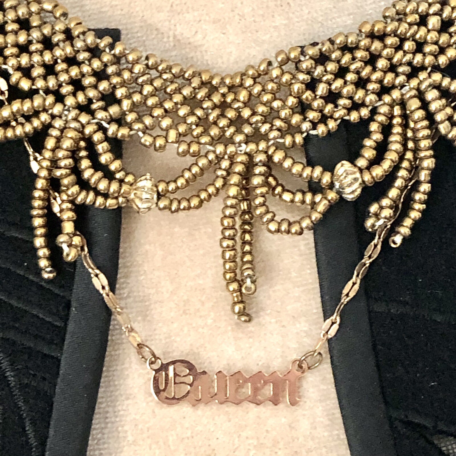Art Deco Style Fringe Beaded Layered Necklaces Queen Word Pendant Necklace