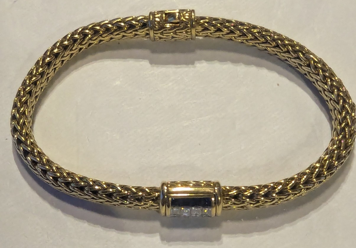 John Hardy Icon 18K Yellow Gold Sapphire & Diamond Bracelet 8” 44g Heavy #10