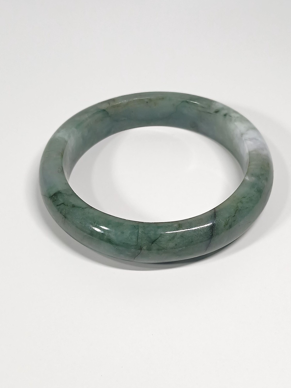 Emerald Vein Jadeite Bangle 67mm Deep Green Vivid Tone 105.8g