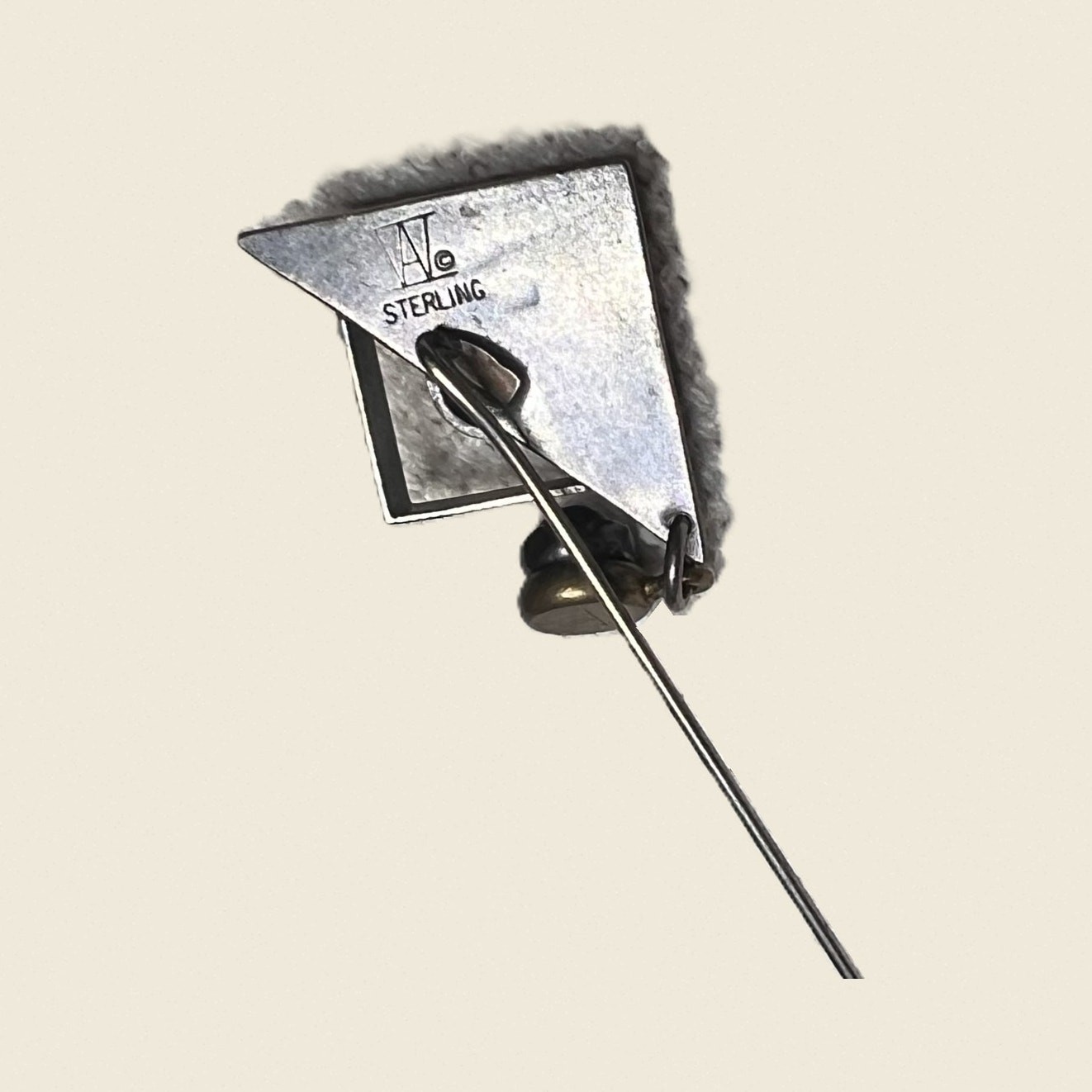 Modernist Sterling Silver Amethyst Stick Pin • 1980s–1990s Studio Artisan