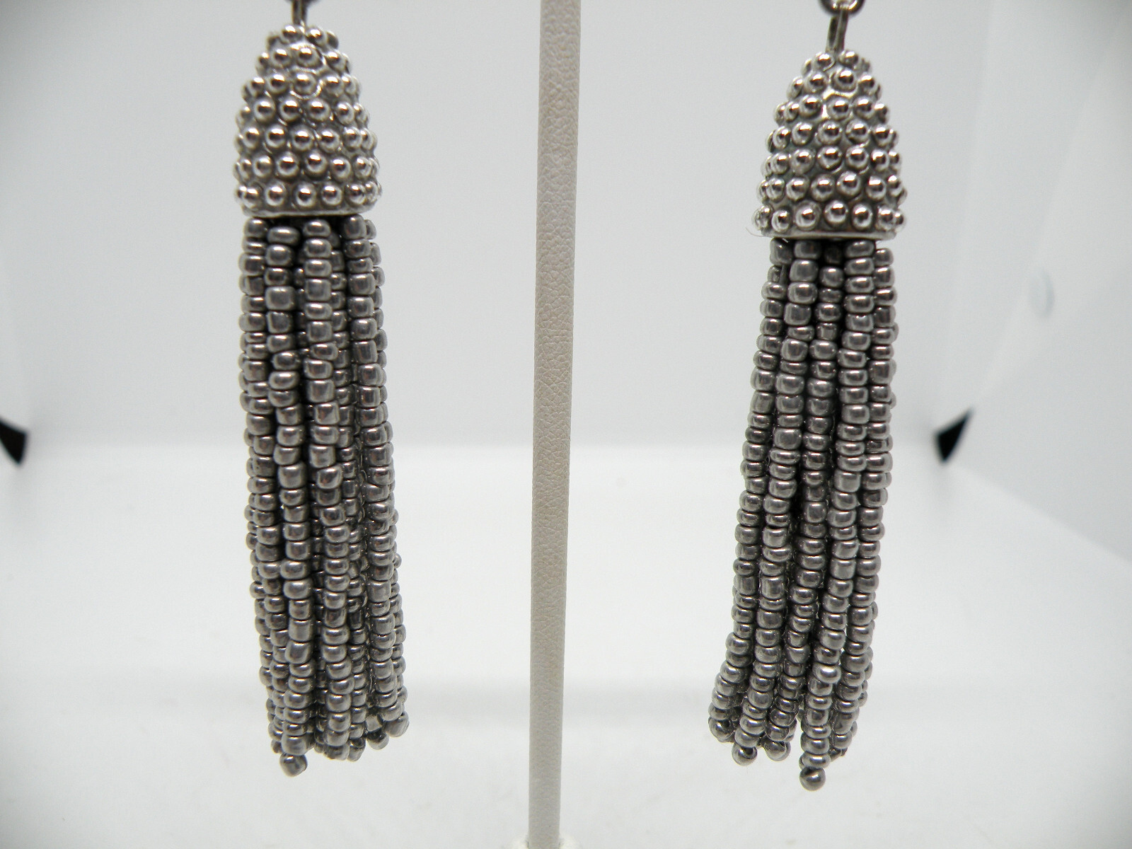 Vtg Sugarfix by Baublebar Signed Silver Tassel Beaded Women Earrings – 67c15
