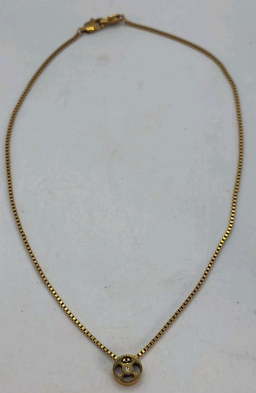 Vintage Signed Henri Bendel Rose Gold Colored Pendant Necklace 16″