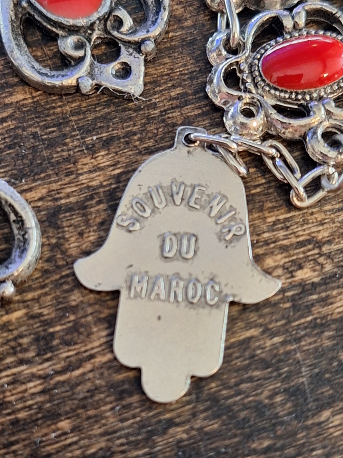 Vintage Moroccan SOUVENIR DU MARCO Jewelry Set Necklace Link Bracelet Hamsa Hand