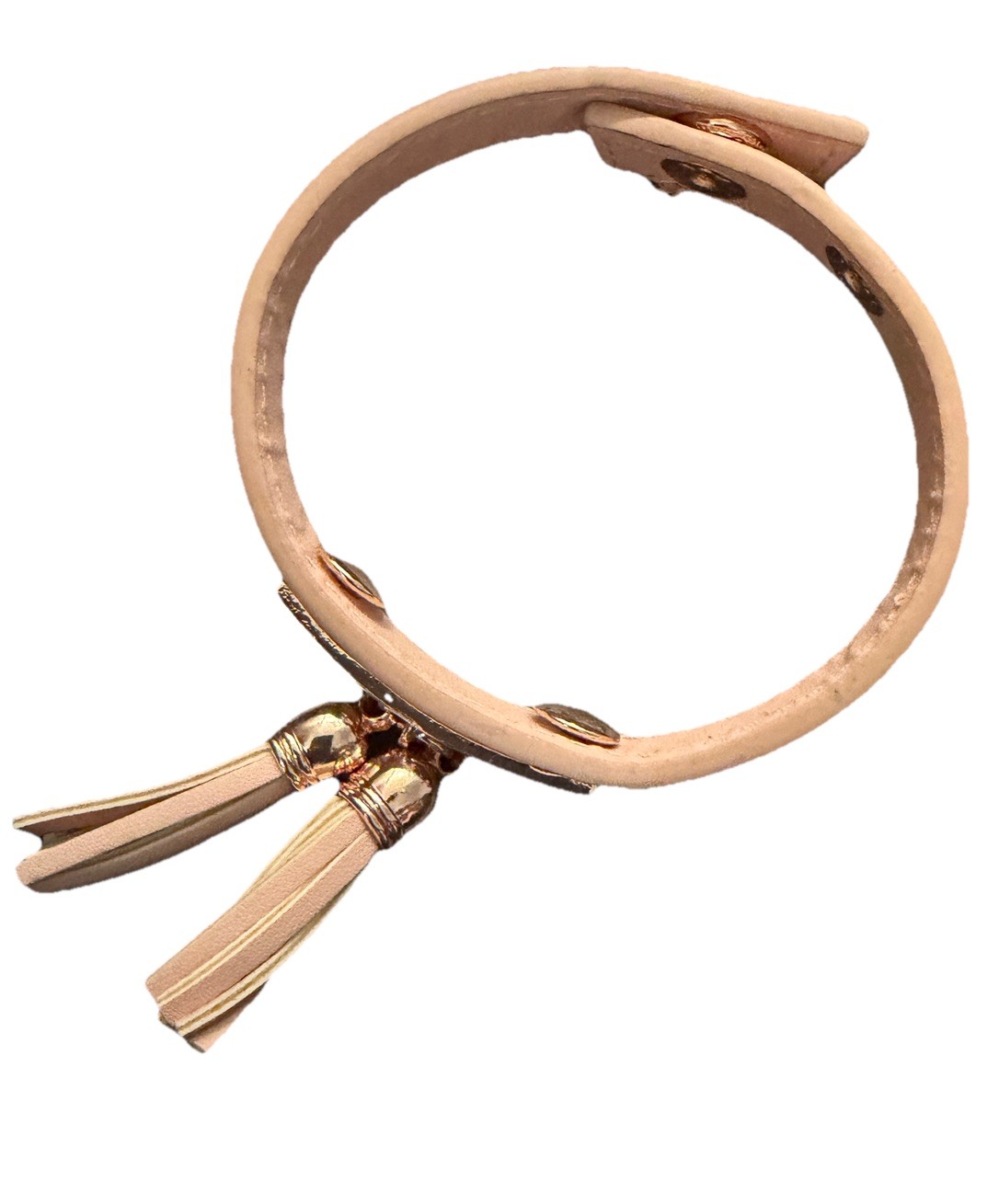 YIK FUNG Pink Tassels Leather Wrap Adj Snap w Rose GoldTone Accents Y2K